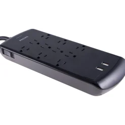 Surge Protectors & Power Strips<Philips 10-Outlet 4-USB Port Surge Protector, 6', Gray/Black (SPP6710BC/37)