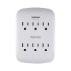Surge Protectors & Power Strips<Philips 6-Outlet Wall Tap, White (SPP3461WA/37)