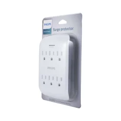 Surge Protectors & Power Strips<Philips 6-Outlet Wall Tap, White (SPP3461WA/37)