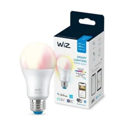 Smart Bulbs<Philips WiZ Smart Wi-Fi 60W Equivalent A19 LED Smart Bulb, White (603449)