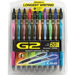 Pilot G2 Retractable Gel Pens, Fine Point, Assorted Ink, 20/Pack (31294) Sale