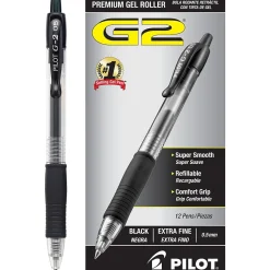 Pilot G2 Retractable Gel Pens, Extra Fine Point, 0.5mm, Ink, Dozen (31002) Black Sale
