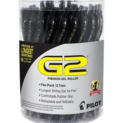 Pilot G2 Retractable Gel Pens, Fine Point, 0.7mm, Black Ink, 36/Pack (84065) Online