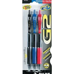 Pilot G2 Retractable Gel Pens, Fine Point, Assorted Ink, 3/Pack (31023) New
