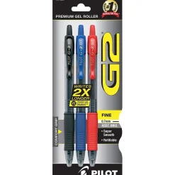 Pilot G2 Retractable Gel Pens, Fine Point, Assorted Ink, 3/Pack (31023) New