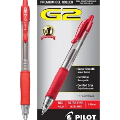 Pilot G2 Retractable Gel Pens, Ultra Fine Point, Red Ink, Dozen (31279) Blue Discount