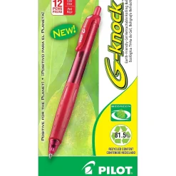 Pilot G-Knock BeGreen Retractable Gel Pens, Fine Point, Red Ink, Dozen (31508) Outlet