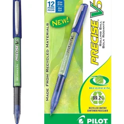 Pilot Precise V5 BeGreen Rollerball Pens, Extra Fine Point, Blue Ink, Dozen (26301) New