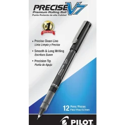 Pilot Precise V7 Rollerball Pens, Fine Point, Black Ink, Dozen (35346) Clearance