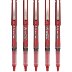 Pilot Precise V5 Rollerball Pens, Extra Fine Point, Red Ink, 5/Pack (26012) Online