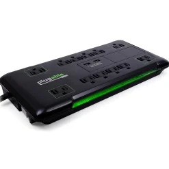 Surge Protectors & Power Strips<Plugable 25' 12-Outlet Power Strip with 2-Port USB Charger, Black (PS12-USB25)