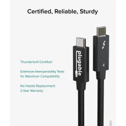 Power Cables<Plugable 3.3' USB C Power Cable, Black (TBT4-40G1M)