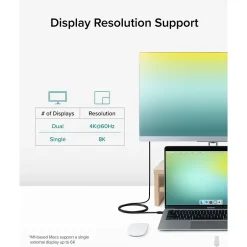 Power Cables<Plugable 6.56' USB C Power Cable, Black (TBT4-40G2M)