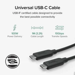 Usb Cables<Plugable 3.3' USB Cable, Black (USBC-C100)