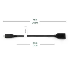 Usb Cables<Plugable 6" USB-C to USB-A, Male to Female, Black (USBC-AF3)
