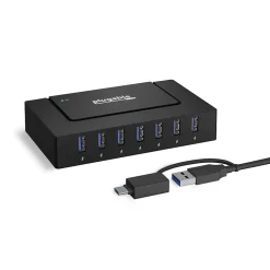 Usb Hubs<Plugable 7-in-1 Charging Hub with Data Transfer for USB-C or USB 3.0 Laptops