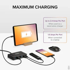 Usb Hubs<Plugable 7-in-1 Charging Hub with Data Transfer for USB-C or USB 3.0 Laptops