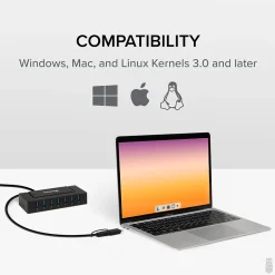 Usb Hubs<Plugable 7-in-1 Charging Hub with Data Transfer for USB-C or USB 3.0 Laptops