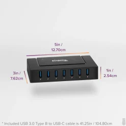 Usb Hubs<Plugable 7-in-1 Charging Hub with Data Transfer for USB-C or USB 3.0 Laptops