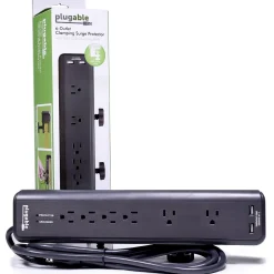 Surge Protectors & Power Strips<Plugable 6-Outlet 2100 J Desk Mountable Power Strip, 6' (PS6-USB2DC)