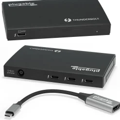 Usb Hubs<Plugable 4-Port USB-C Hub, Black (TBT4-HUB3C)