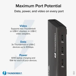Usb Hubs<Plugable 4-Port USB-C Hub, Black (TBT4-HUB3C)
