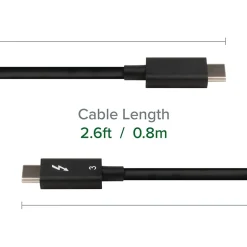 Usb Cables<Plugable Thunderbolt 3 24" Cable, Black (TBT3-40G80CM)