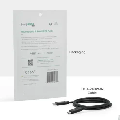Power Cables<Plugable Thunderbolt-4 EPR 3.3' Cable, 240W, Black (TBT4-240W-1M)