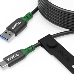 Ethernet Cables<Plugable 6.6' USB-C to USB-A Cable, Black (USBC-A2M)