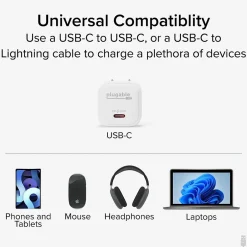 Plugable 30W GaN USB C Charger Block, White (PS-30C1W)