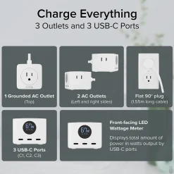 Plugable 67W USB-C Charging Station, White (PS3-METERC3)