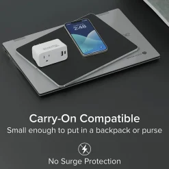 Plugable Wall Outlet Extender with USB-C and USB Charger, White (PS1-CA1)