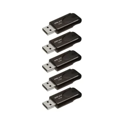 PNY Attache 4 32GB USB 2.0 Flash Drive, Black, 5/Pack (P-FD32GX2ATT4MC)* Usb Flash Drives