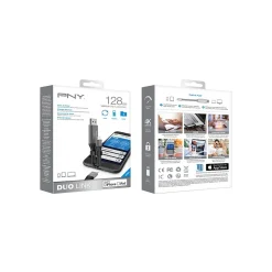 PNY DUO LINK Dual 128GB USB 3.0 Type A Flash Drive, Black/Silver (P-FDI128LA02GCR)* Usb Flash Drives