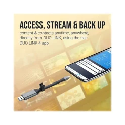 PNY DUO LINK Dual 128GB USB 3.0 Type A Flash Drive, Black/Silver (P-FDI128LA02GCR)* Usb Flash Drives