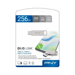 PNY DUO LINK Dual 256GB USB 3.2 Type-C Flash Drive, Silver (P-FDI256DULINKTYC-GE)* Usb Flash Drives