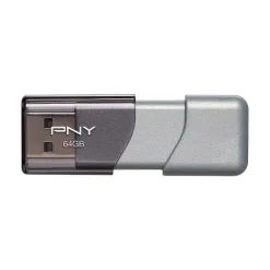 PNY Elite Turbo Attache 3 64GB USB 3.0 Type A Flash Drive, Silver/Gray (P-FD64GTBOP-GE)* Usb Flash Drives