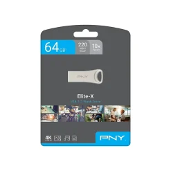 PNY Elite-X 64GB USB 3.2 Type A Flash Drive, Silver (P-FDI64GELTX-GE)* Usb Flash Drives