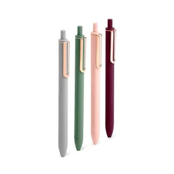 Poppin Assorted Jewel Luxe Retractable Gel Pens, Fine Point, Black Ink, 4/Pack (102069) Online