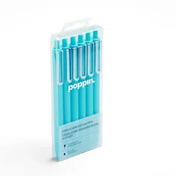 Poppin Luxe Retractable Gel Pen, Fine Point, Blue Ink, 6/Pack (100089) Hot