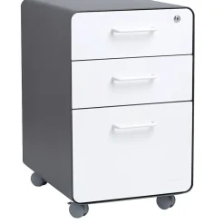 Online Stow 3-Drawer File Cabinet, Rolling Cabinet with Casters, Letter/Legal, Charcoal/White, 20"D (103698) File Cabinets