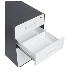 Online Stow 3-Drawer File Cabinet, Rolling Cabinet with Casters, Letter/Legal, Charcoal/White, 20"D (103698) File Cabinets