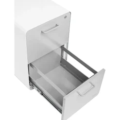 New Stow 2-Drawer Mobile Vertical File Cabinet, Letter/Legal Size, Lockable, 25"H x 15.75"W x 20"D, White and Gray (102257) File Cabinets