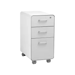 Sale The Sort-It-Out 3-Drawer Mobile Vertical File Cabinet, Letter/Legal Size, Lockable, White/Light Gray (104743) File Cabinets
