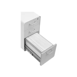 Sale The Sort-It-Out 3-Drawer Mobile Vertical File Cabinet, Letter/Legal Size, Lockable, White/Light Gray (104743) File Cabinets