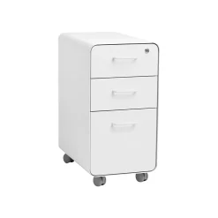 The Sort-It-Out 3-Drawer Mobile Vertical File Cabinet, Letter/Legal Size, Lockable, 25"H x 12.5"W x 20"D, White (104742) File Cabinets