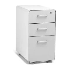 Hot White + Light Gray Slim Stow 3-Drawer vertical File Cabinet, Light Gray (104668) File Cabinets