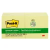 Hot Greener Recycled Notes, 3" x 3", Canary Collection, 100 Sheet/Pad, 12 Pads/Pack (654-RP-YW) Post-It Notes