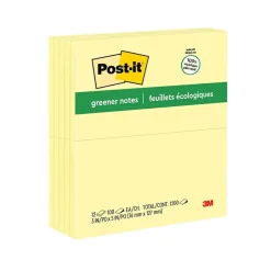 Best Greener Recycled Notes, 3" x 5", Canary Collection, 100 Sheet/Pad, 12 Pads/Pack (655RPYW) Post-It Notes