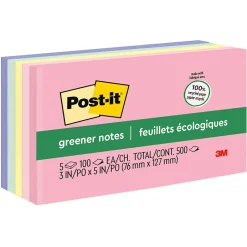 Outlet Greener Recycled Notes, 3" x 5", Sweet Sprinkles Collection, 100 Sheet/Pad, 5 Pads/Pack (655RPA) Post-It Notes